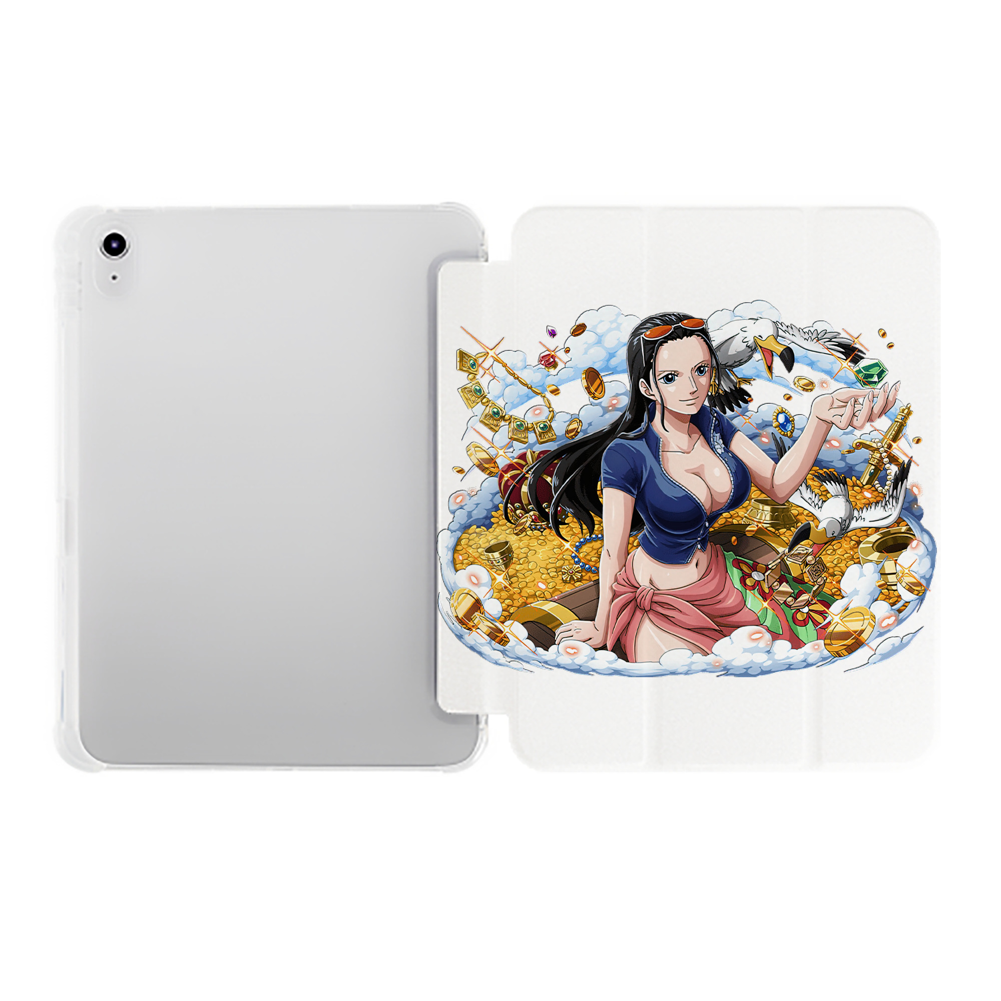 （画像用） ワンピース ニコ・ロビン ONE PIECE Nico Robin IPad ケース ペン収納付き 三つ折りスタンド PUレザー×シリコン 対応機種9.5/10.5/10.9インチ